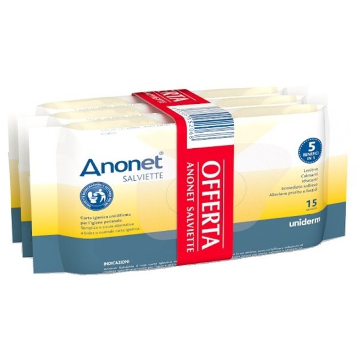 Anonet&reg; Salviette Uniderm 3X15 Pezzi