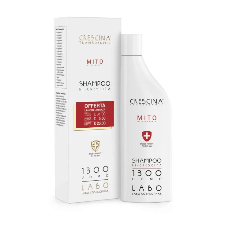 Crescina Transdermic Mito Shampoo Ri-Crescita 1300 Uomo Labo 150ml