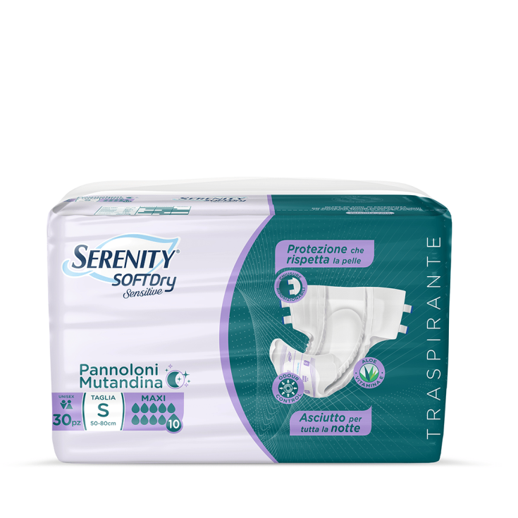 Serenity&reg; SoftDRY Sensitive Pannolone Mutandina S Maxi 30 Pezzi