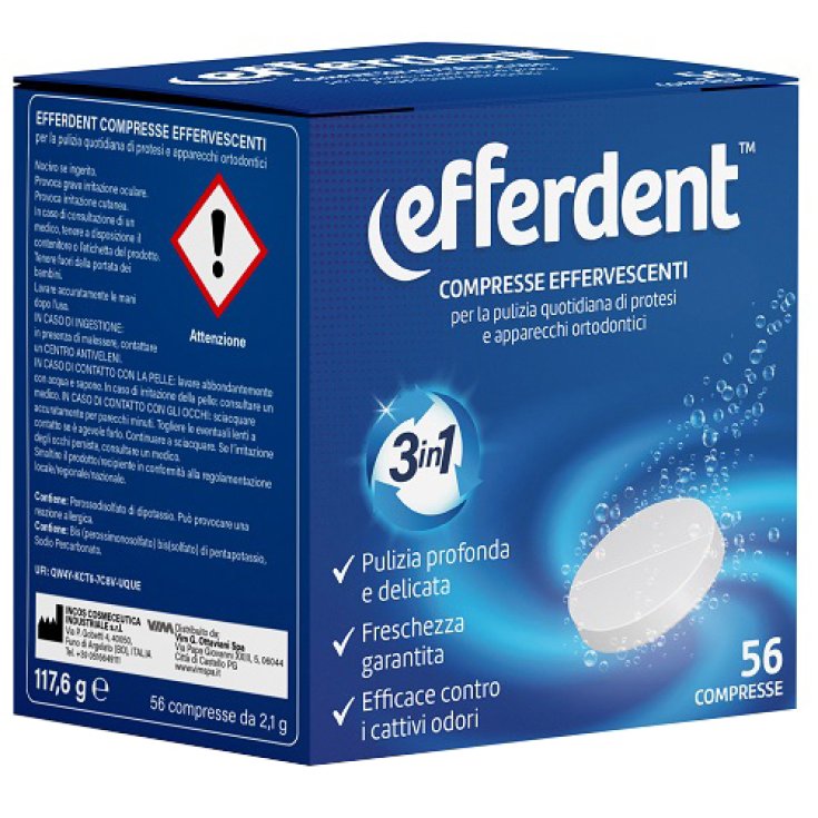 Efferdent Effervescenti 3 In 1 Incos 56 Compresse