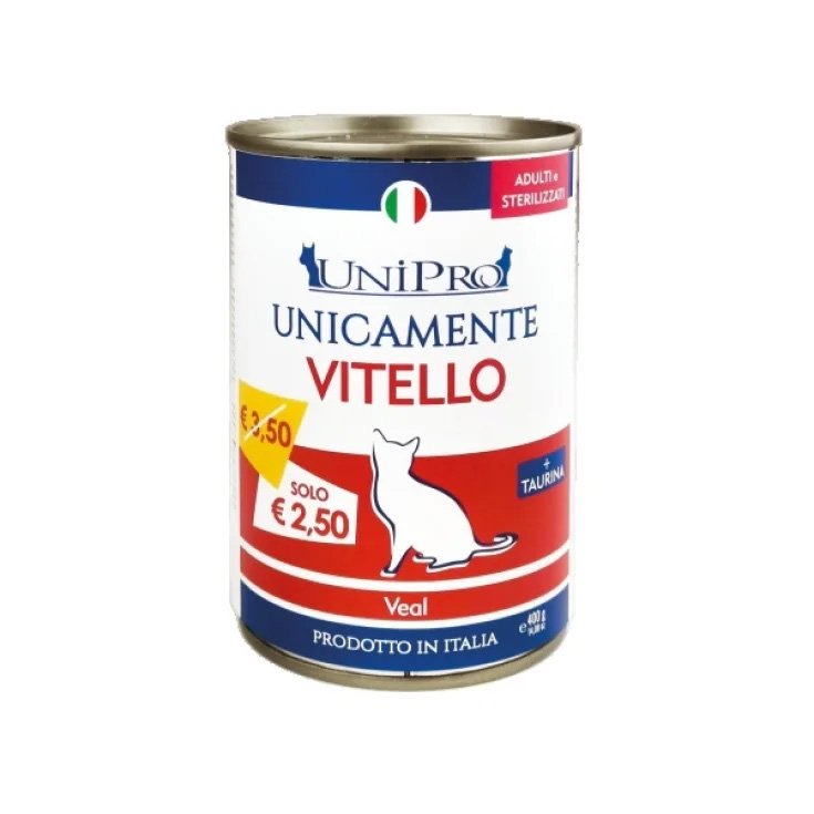 Unicamente Vitello per Gatto Adulto o Sterilizzato UNIPRO 400g