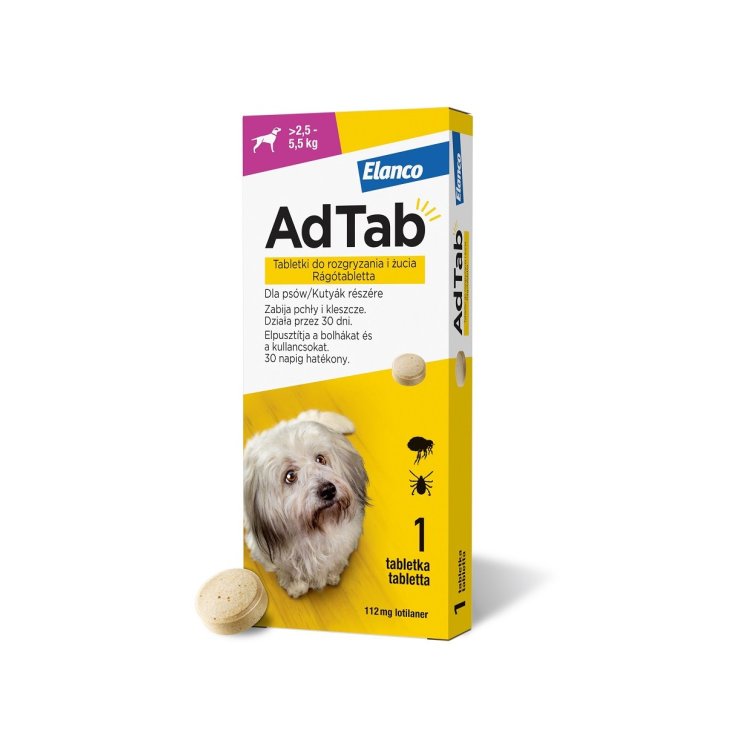 Adtab Per Cani 2,5kg-5,5kg Elanco 3 Compresse Masticabili 112mg