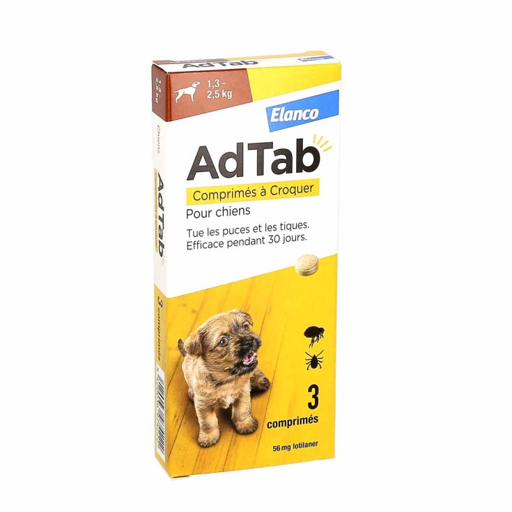 Adtab Per Cani 1,3kg-2,5kg Elanco 3 Compresse Masticabili 56mg