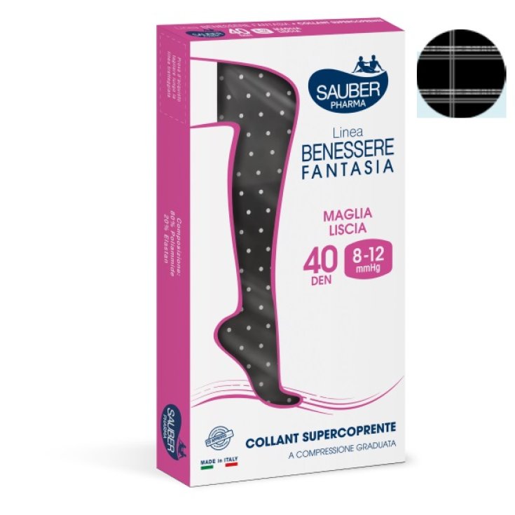 Collant Supercoprente 40 British Bianco/Nero Tg.4 Sauber
