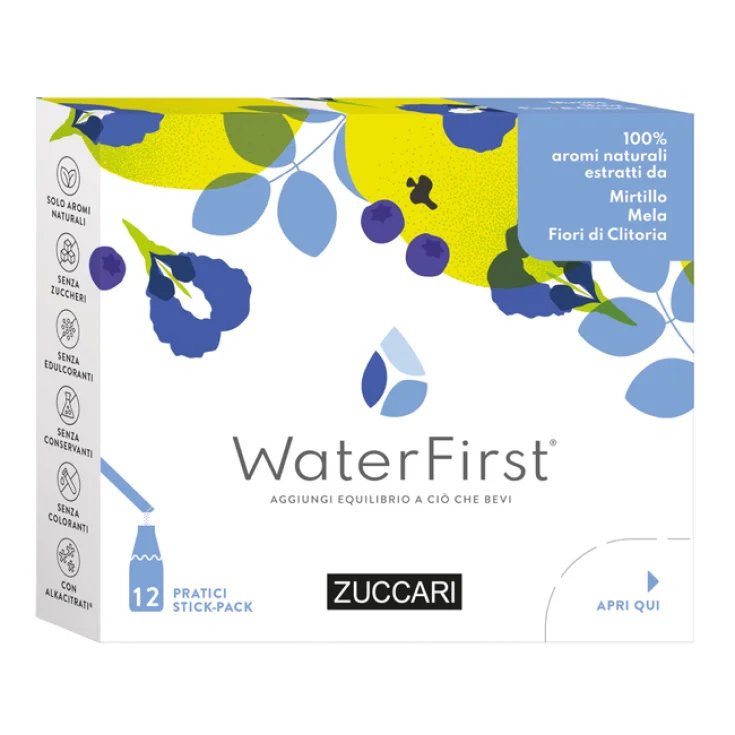 WaterFirst&reg; Mirtillo, Mela, Fiori di Clitoria ZUCCARI 12 Stick