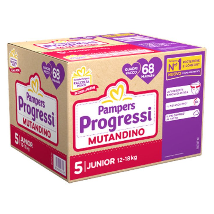 Mutandino Tg.5 Junior&nbsp;Pampers Progressi Quadri 68 Pezzi