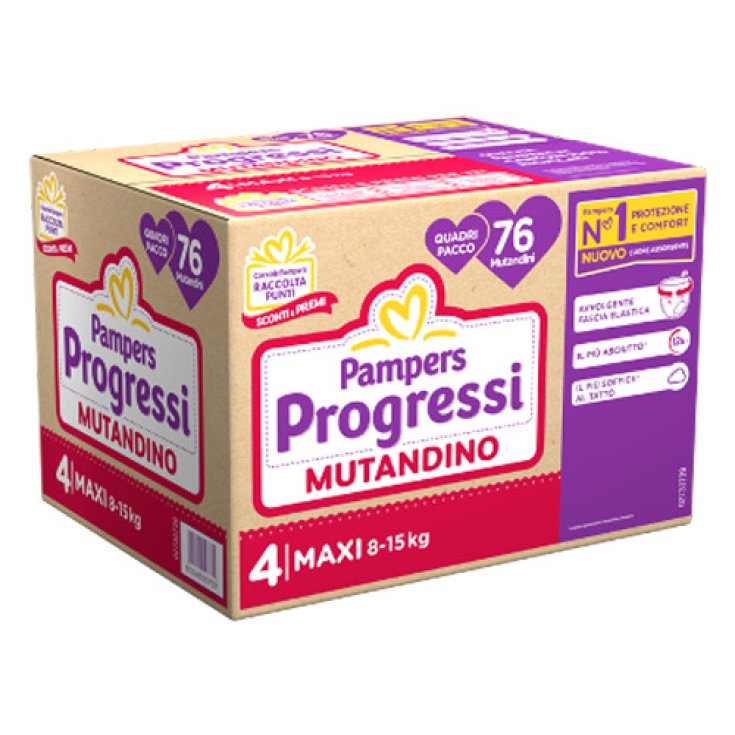 Mutandino Tg.4 Maxi&nbsp;Pampers Progressi Quadri 76 Pezzi