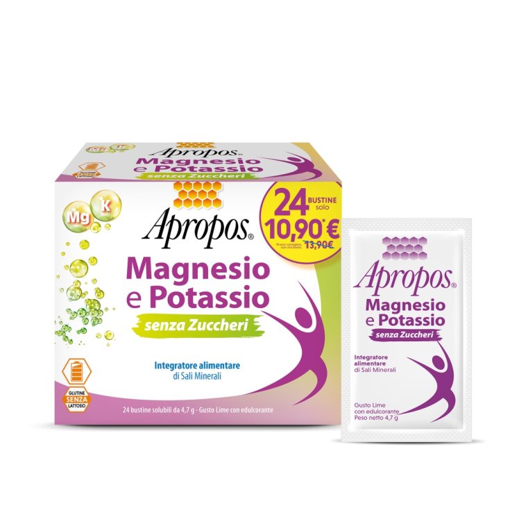 Magnesio e Potassio Senza Zuccheri Apropos 24 Bustine Magnesio e Potassio Senza Zuccheri Apropos 24 Bustine