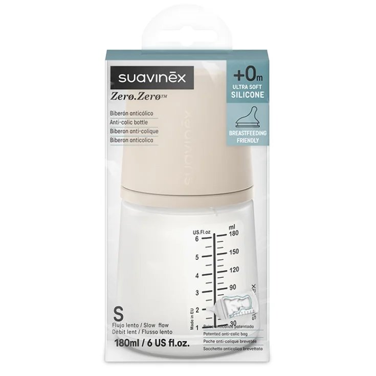 Zero Zero Biberon Silicone 180ml Flusso Lento Light Nude Suavinex
