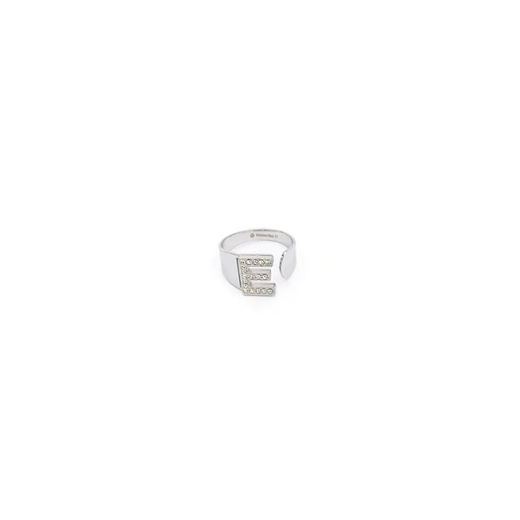 Anello Lettera E Argento&nbsp;Strass Linea ABC MyLovly
