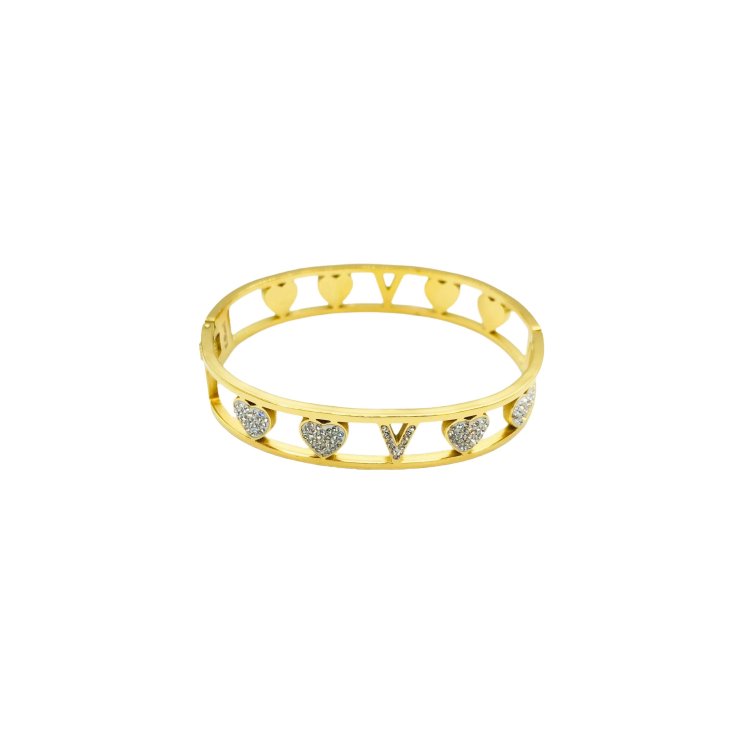 Bracciale&nbsp;Lettera V&nbsp;Rigido Oro Linea ABC MyLovly