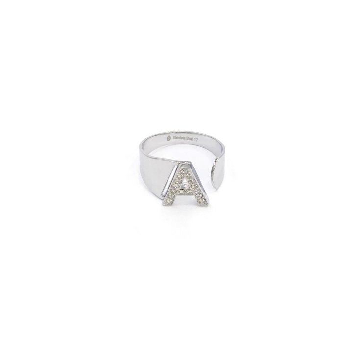 Anello Lettera A&nbsp;Argento Strass Linea ABC MyLovly