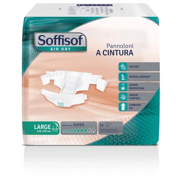 Pannolone a&nbsp;Cintura Super Tg.L&nbsp;Soffisof Air Dry 15 Pezzi