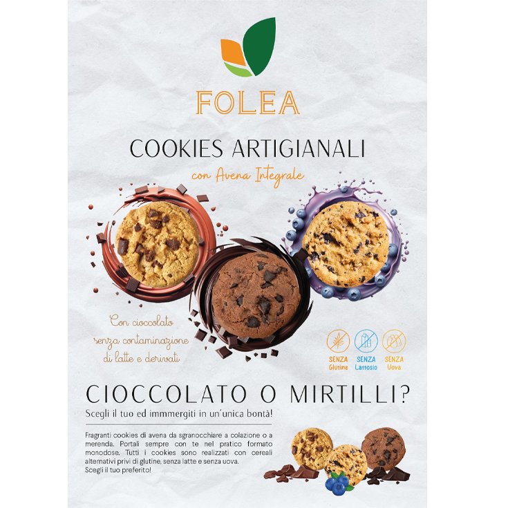 Cookies Vegetale all&rsquo;Avena con Gocce di Cioccolato Folea 40g