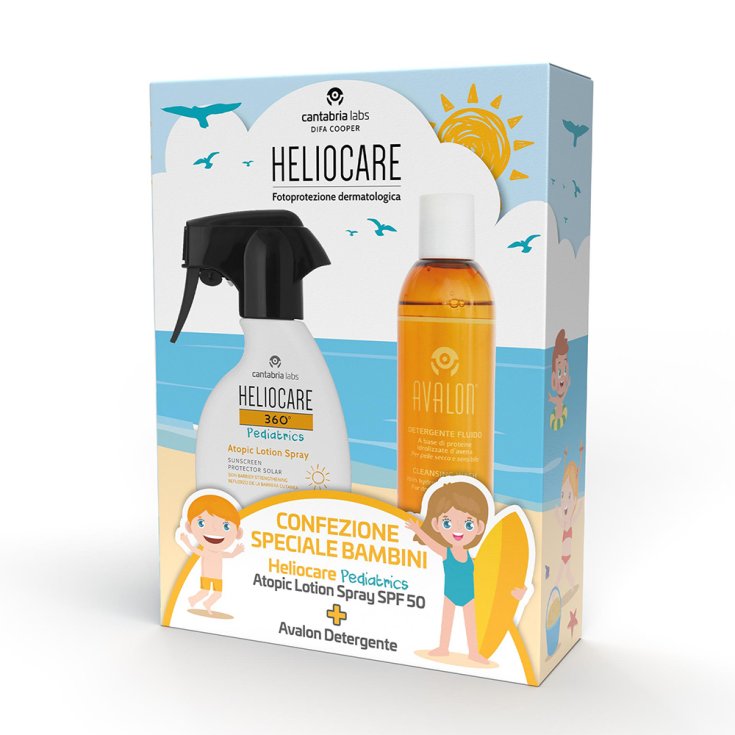 Cantabria Labs Difa Cooper Heliocare 360 Pediatrics Atopic Lotion Spf50+ + Avalon Detergente Fluido 250ml+250ml Omaggio
