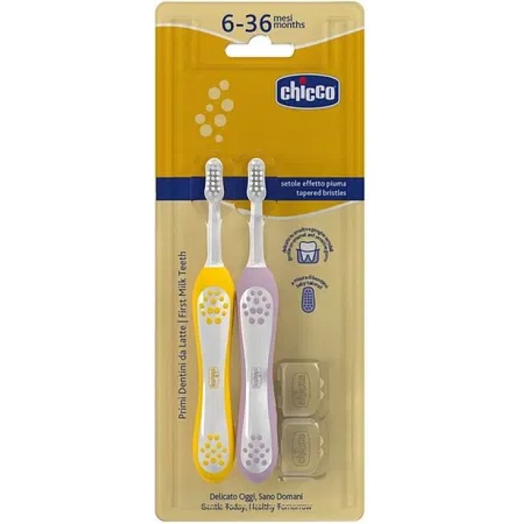 Spazzolini&nbsp;Primi Denti 6-36M+ Duo Rosa e Giallo CHICCO