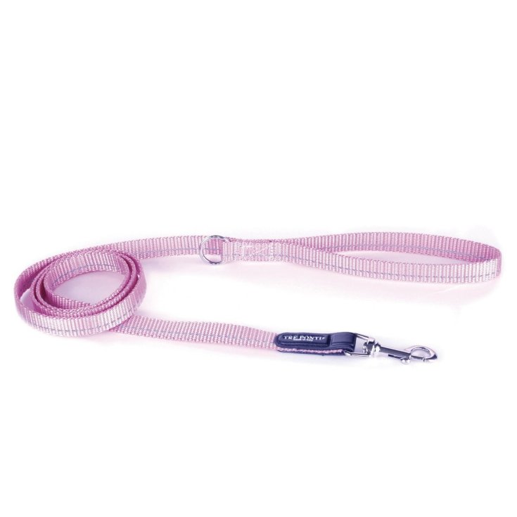 Guinzaglio con Inserti Rifrangenti Rosa 130cm Tre Ponti