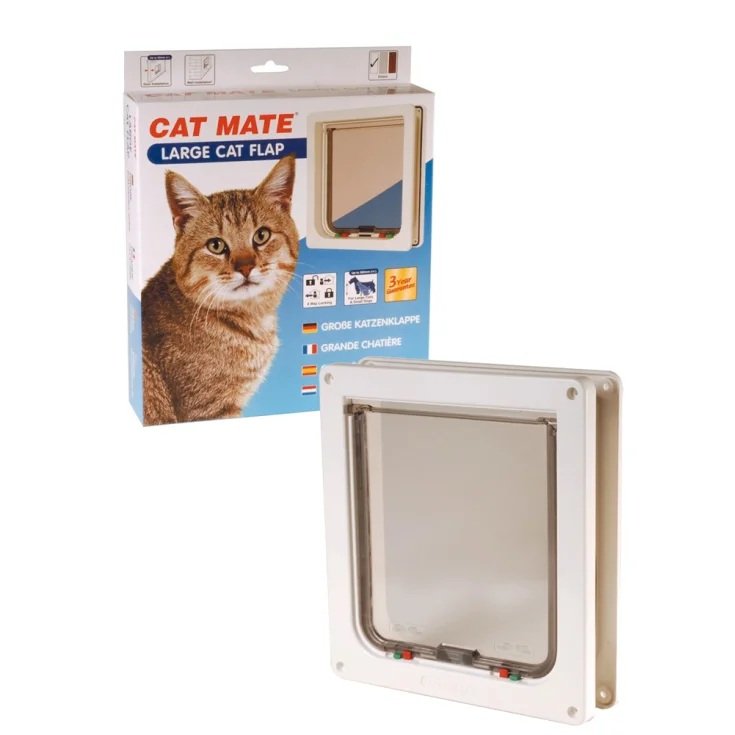 Porta Automatica&nbsp;per Gatti con Doppio Blocco Bianco