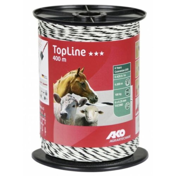 Filo Elettrificato Bianco Nero 400mt 6x0,25 Tricond TopLine 1 Rotolo