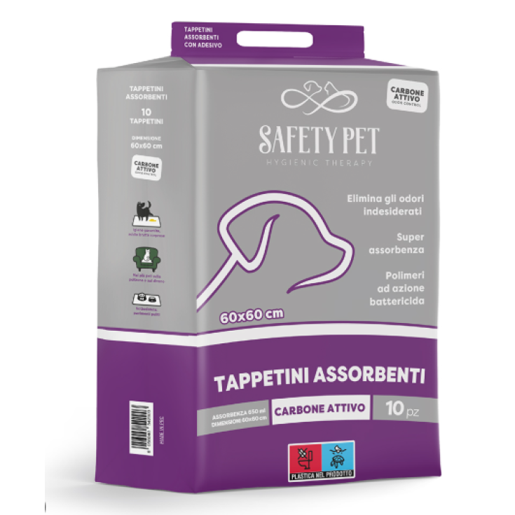 Quickdry Tappetini Assorbenti Ai Carboni Attivi 60x60 SafetyPet 10 Pezzi