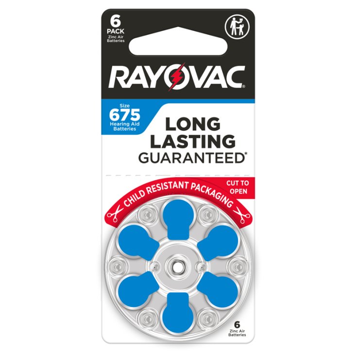 Batterie Per Apparecchi Acustici Taglia 675 Rayovac 6 Pezzi