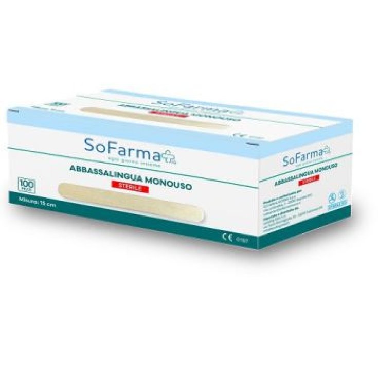 So.Farma.Morra Abbassalingua Monouso Sterile in Legno di Betulla, 100 Pezzi