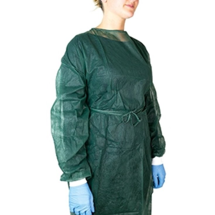 Camice Monouso Azzurro/Verde Scuro TNT 10 Pezzi