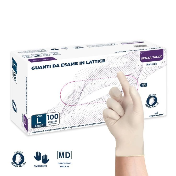 Sterilfarma Guanti da Esame Lattice Senza Talco Taglia S, 100 Pezzi