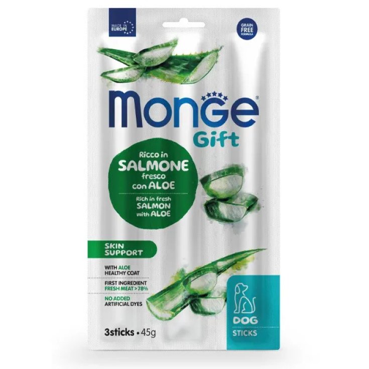 Monge Sticks per Cani Adulti Skin Support con Salmone e Aloe, 45 g