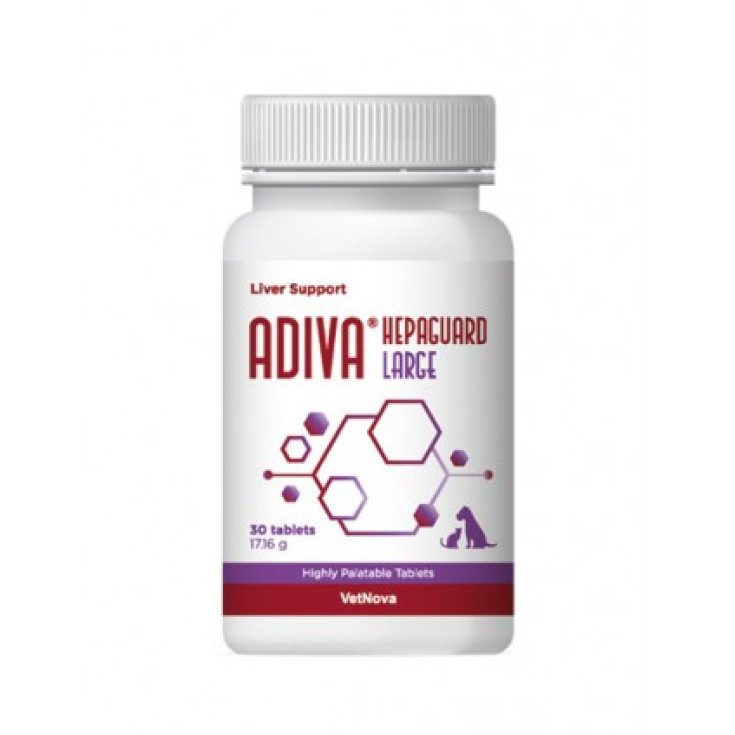 Vetnova Adiva Hepaguard L, Supporto Fegato Cani e Gatti, 30 Compresse