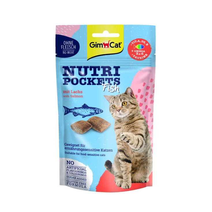 Gimcat Nutri Pockets Snack per Gatti al Salmone e Tonno