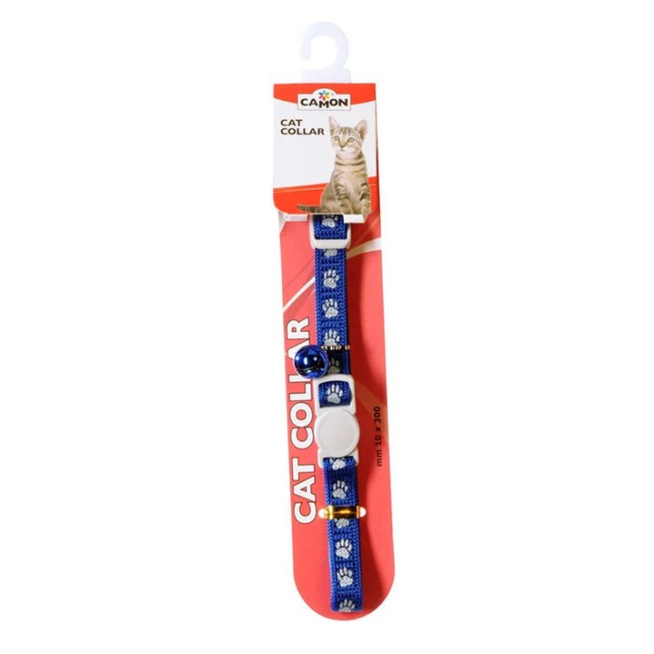 Camon Collare Gatto Nylon con Stampa, Rosso, Blu e Nero