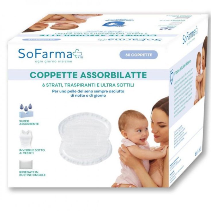 Sofarmapi&ugrave; Coppette Assorbilatte Traspiranti Ultra Sottili, 60 Pezzi
