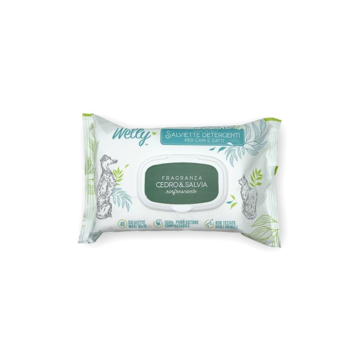 Salviette Detergenti Cedro e Salvia Per Cani e Gatti - 40 Salviette