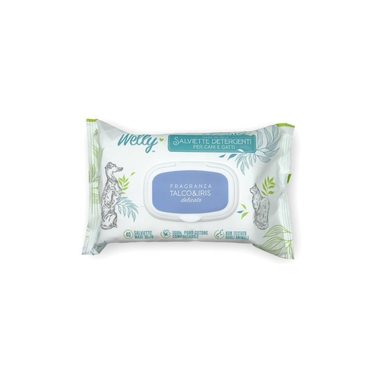 Salviette Detergenti Talco e Iris Per Cani e Gatti - 40 Salviette