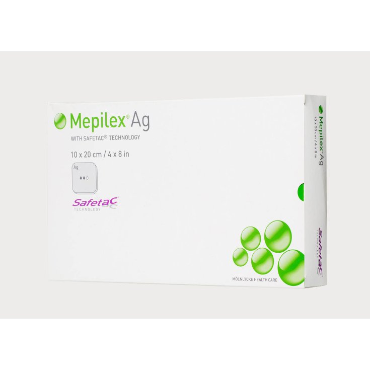 M&ouml;lnlycke&reg; Mepilex&reg; Ag Medicazione In Schiuma Antimicrobica Con Safetac&reg; Misura 10x10cm 5 Pezzi
