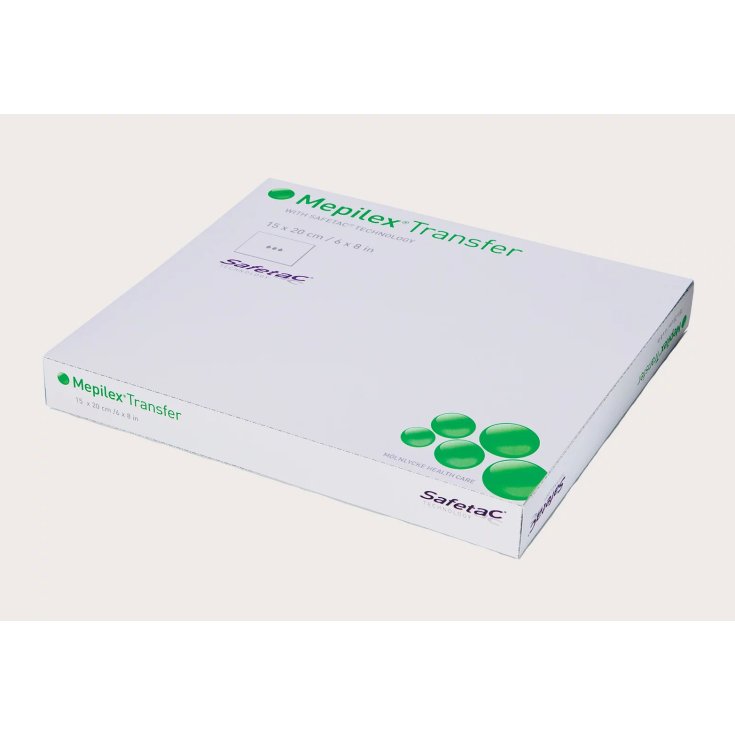 M&ouml;lnlycke&reg; Mepilex&reg; Transfer Medicazione In Schiuma Con Safetac&reg; Misura 15x20cm 5 Pezzi