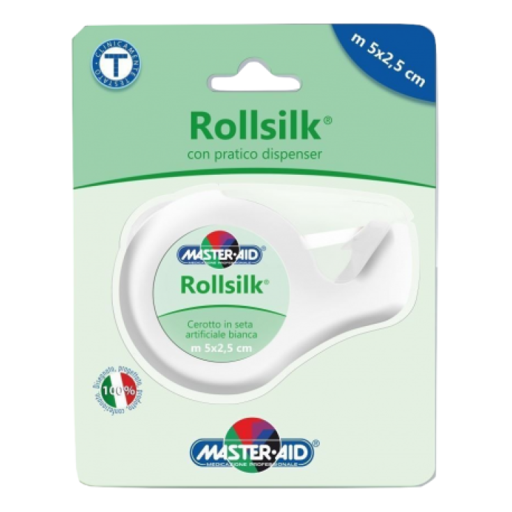 Master-Aid&reg; Rollsilk&reg; Cerotto In Seta Artificiale Bianco Con Pratico Dispenser m 5 x 2,5 cm