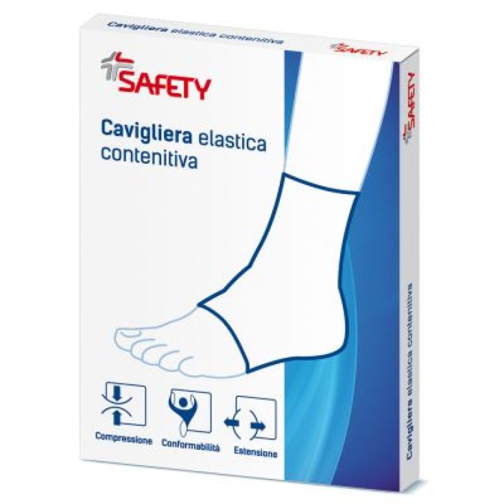 Safety Cavigliera Elastica Contenitiva Colore Ocra Misura Grande 1 Pezzo