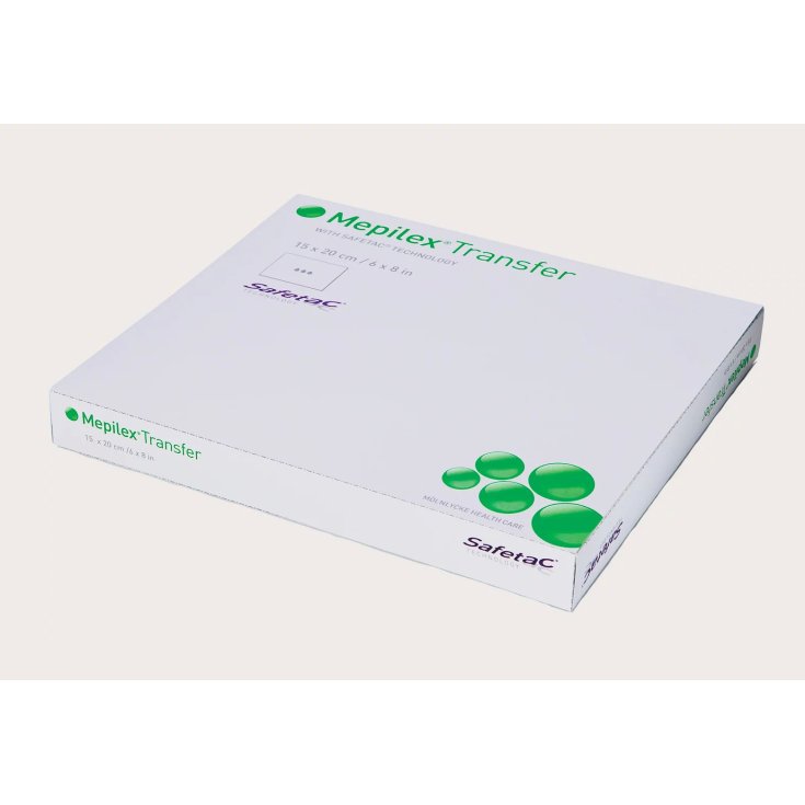 M&ouml;lnlycke&reg; Mepilex&reg; Transfer Medicazione In Schiuma Con Safetac&reg; Misura 7,5x8,5cm 5 Pezzi