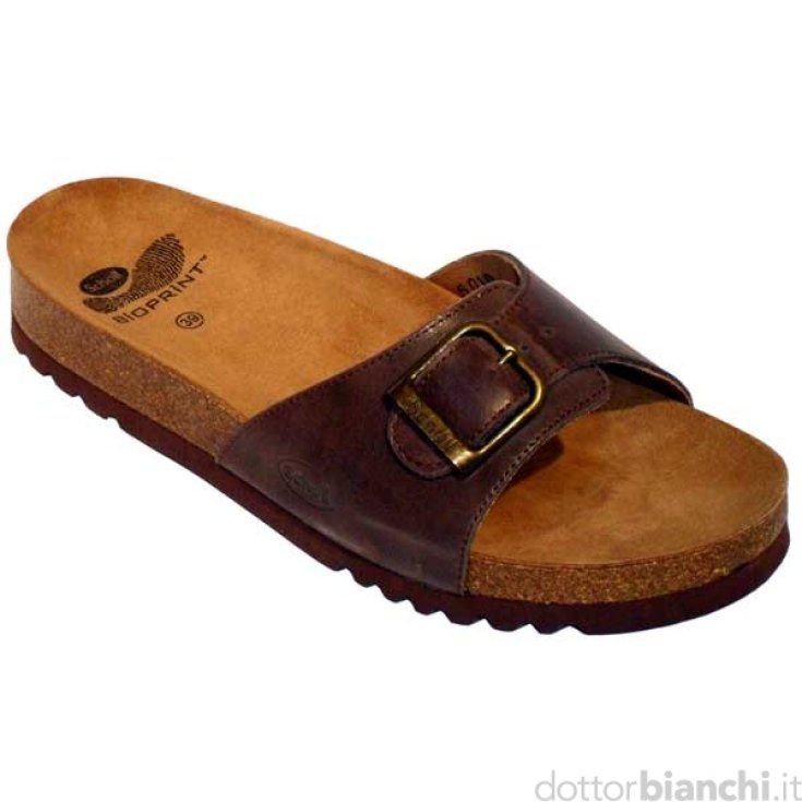 Scholl&reg; Akumal Ciabatta In Pelle Plantare Bioprint&reg; Colore Testa Di Moro Misura 45