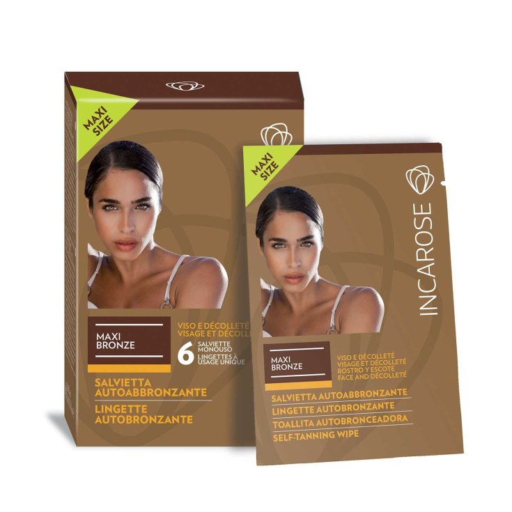 IncaRose Maxi Bronze Salviette Autoabbronzanti Viso E D&eacute;collet&eacute; Con Staminali Vegetali 6 Pezzi
