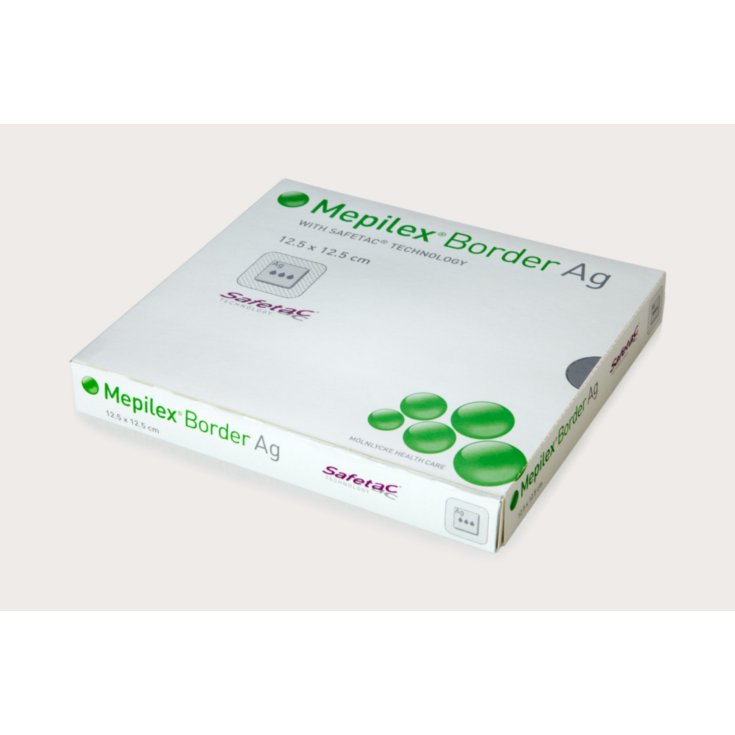 M&ouml;lnlycke&reg; Mepilex&reg; Border Ag Medicazione Antimicrobica All-In-One In Schiuma Con Safetac&reg; Misura 10x10cm 5 Pezzi