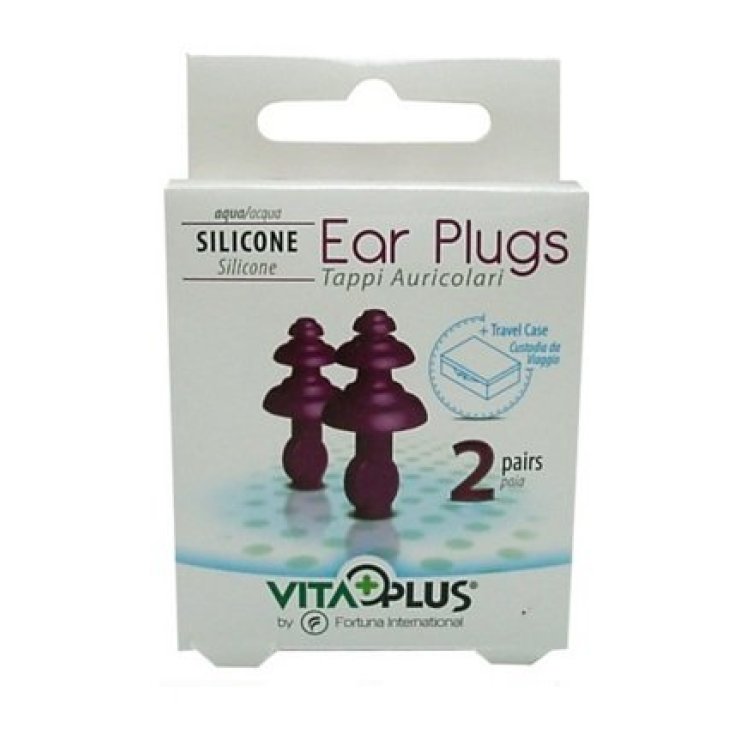 Vita+Plus&reg; Ear Plugs Tappi Auricolari Silicone Acqua 2 Coppie+Custodia