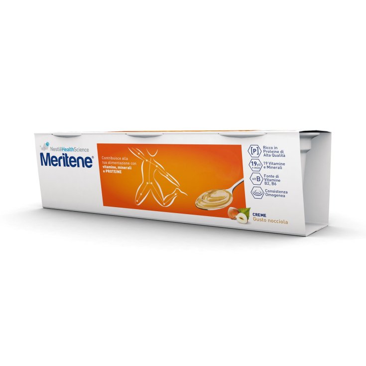 Nestl&eacute; Heath Science Meritene Forza e Vitalit&agrave; Creme Nocciola Dessert Iperproteico E Ipercalorico Facile Da Deglutire 3x125g