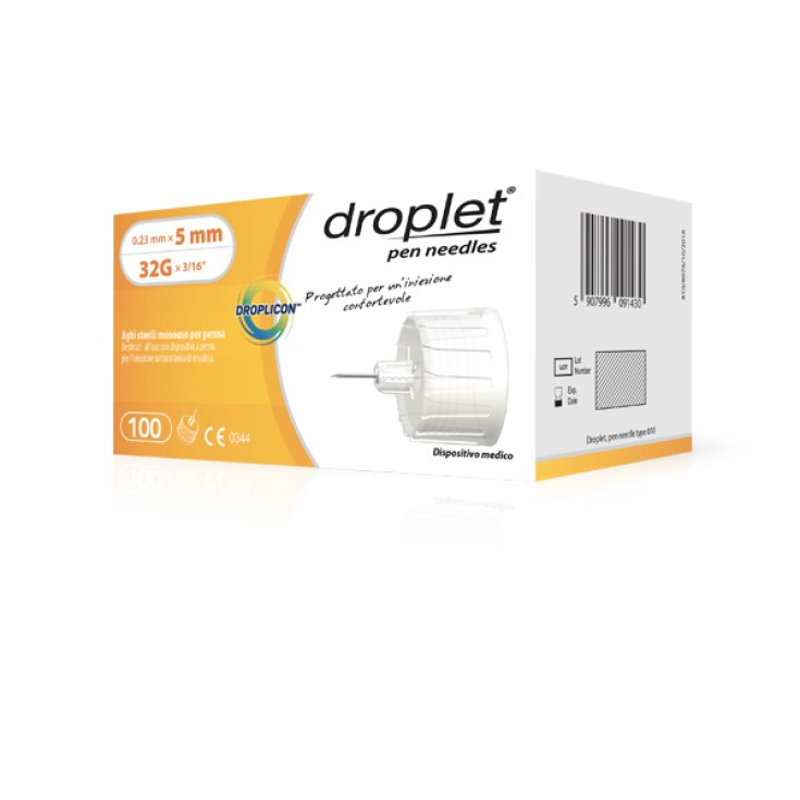 Droplet&reg; Ago Per Insulina Droplicon&reg; Ago Sterile Monouso Per Penna G32 5mm 100 Pezzi