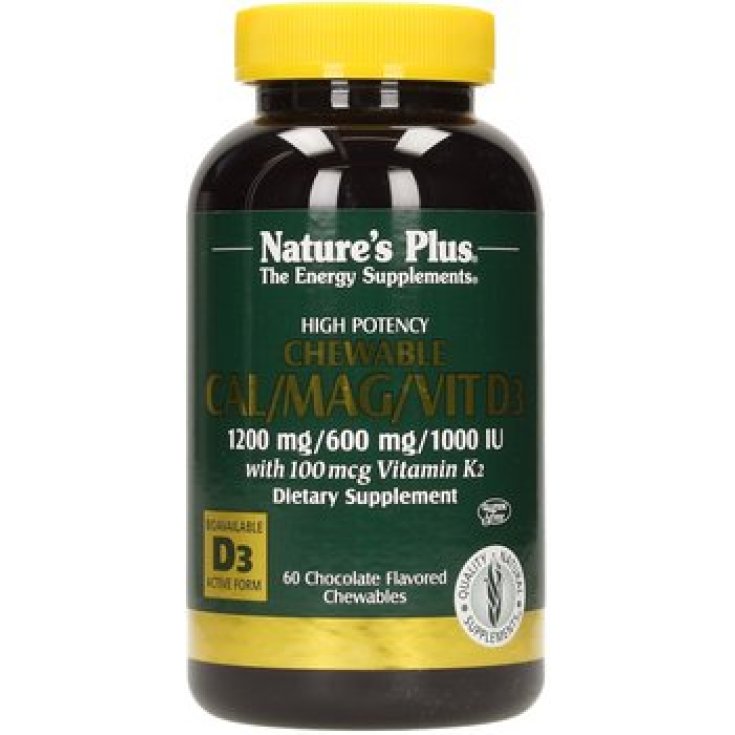 Nature's Plus Cal/Mag/Vit D3 Integratore Alimentare 60 Tavolette Masticabili Gusto Cioccolato