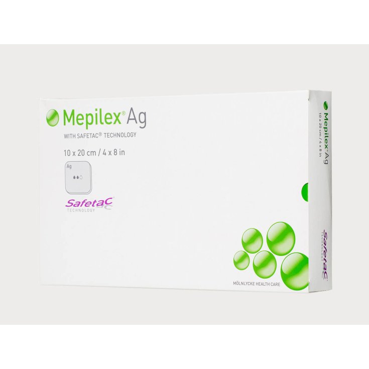 M&ouml;lnlycke&reg; Mepilex&reg; Ag Medicazione In Schiuma Antimicrobica Con Safetac&reg; Misura 15x15cm 5 Pezzi