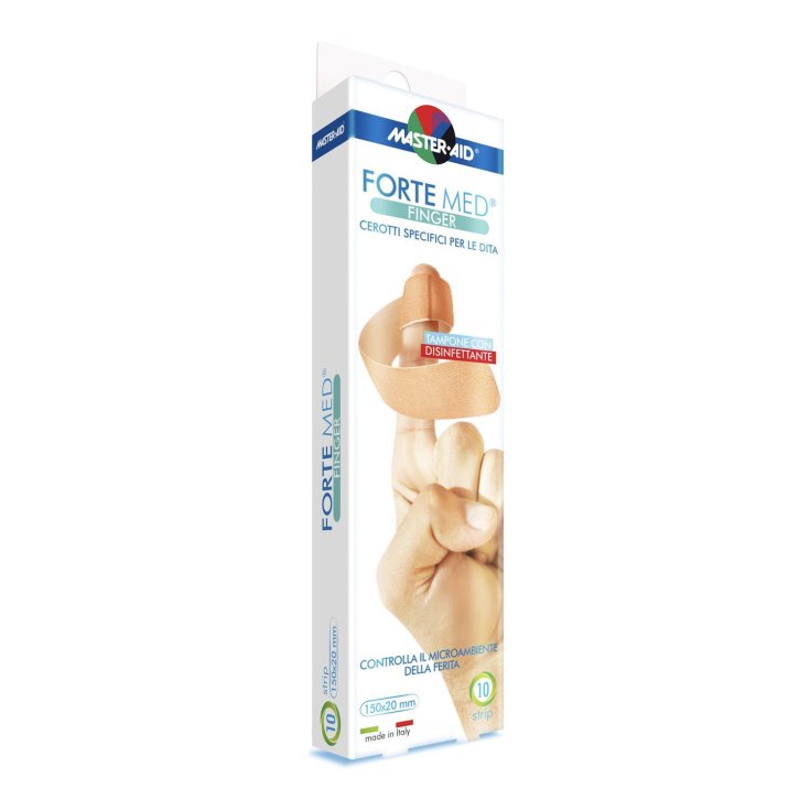 Master-Aid&reg; Forte Med&reg; Finger Cerotti Specifici Per Le Dita Tampone Con Disinfettante Formato 150x20cm 10 Strip