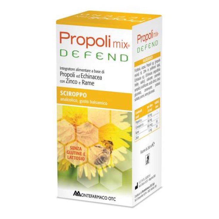 Montefarmaco OTC Propoli Mix Defend Sciroppo Integratore Alimentare Senza Glutine 200ml